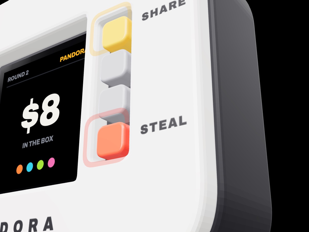 The gold Share key and the red Steal key